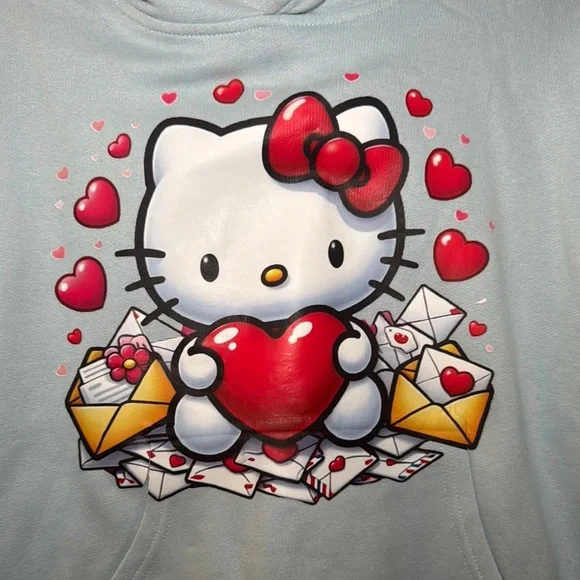 Hello Kitty Blue and Red Hoodie Sweatshirt - Picture 2 of 6